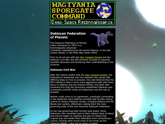 sporegate/dakiscanFederation screenshot