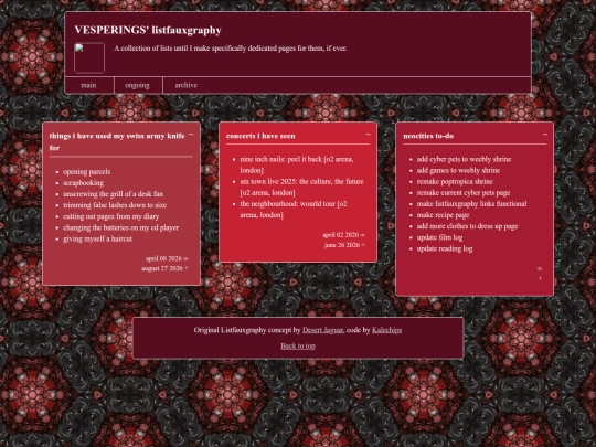 lists screenshot