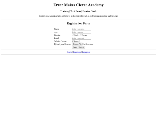 EMC Web Page/Second Registration Page screenshot
