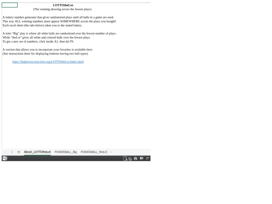 LOTTOtheLot Excel screenshot