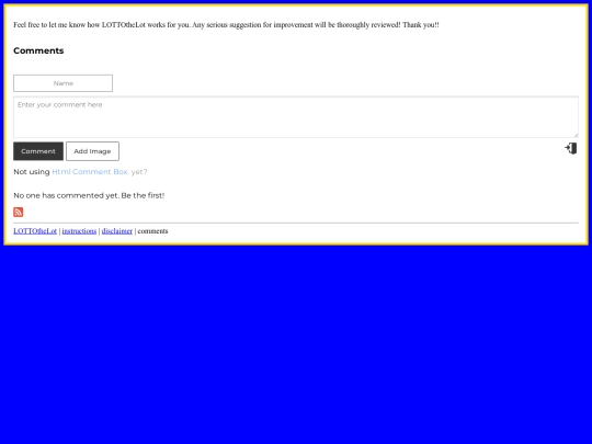 LOTTOtheLot Testbed/comments screenshot