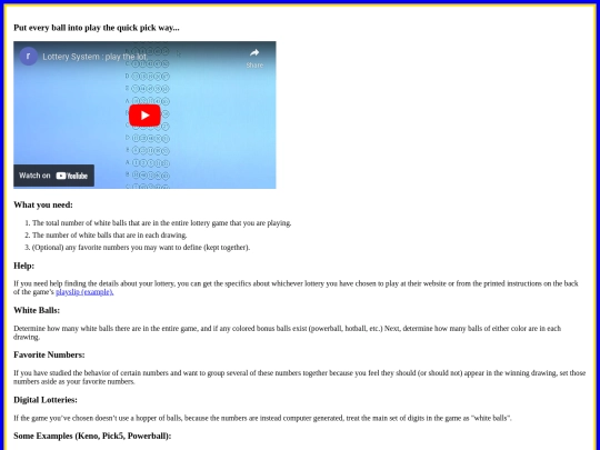 LOTTOtheLot Testbed/instructions screenshot