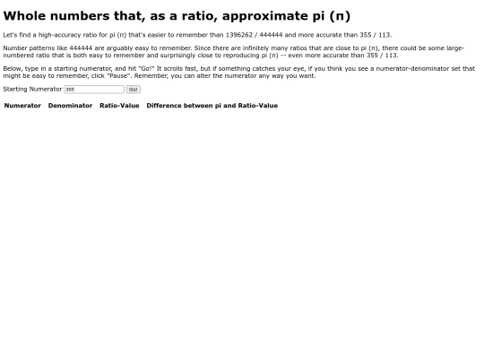 Pi-ish Ratios screenshot