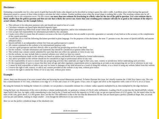 QuickGoldTally/disclaimer screenshot