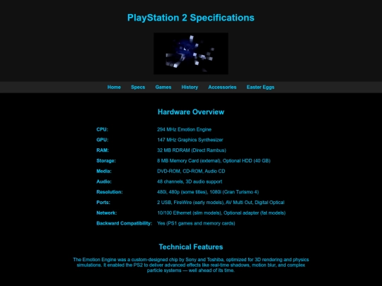 specs screenshot