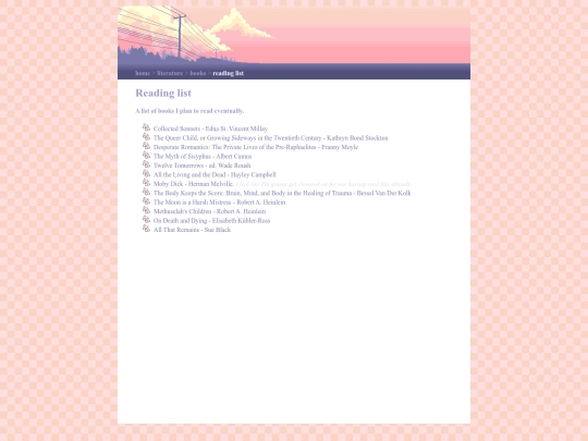 literature/books/reading-list screenshot
