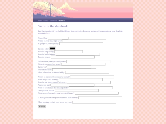 misc/slambook/submit screenshot