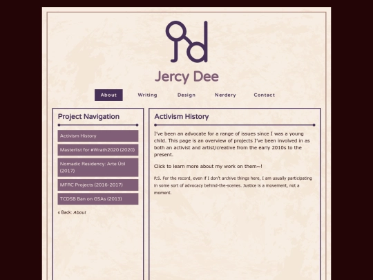 about/activism screenshot