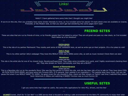 links screenshot