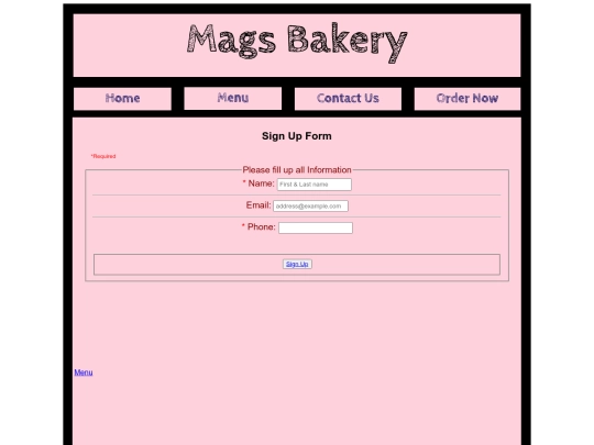 signupform screenshot
