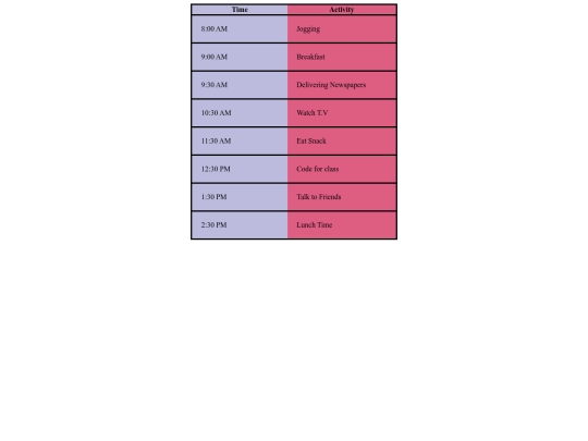 Schedule screenshot