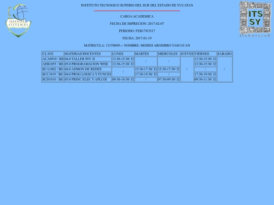 Horario screenshot