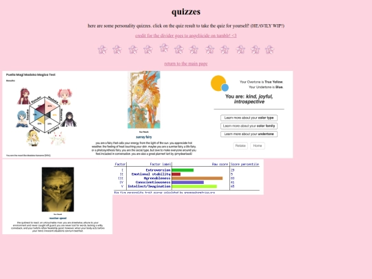 quizzes screenshot