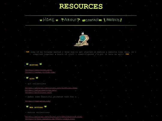 projects/links/resources screenshot