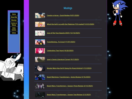 musings/musingsmenu screenshot