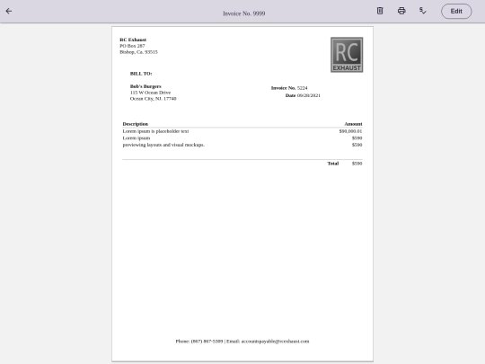 Playground/invoicePreview screenshot