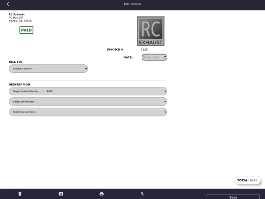 fakeData/invoices/arnoldsDriveInInvoice screenshot