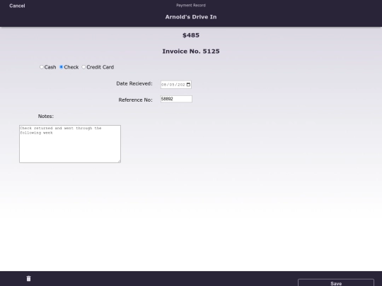 fakeData/payments/ArnoldsDriveInPayment screenshot