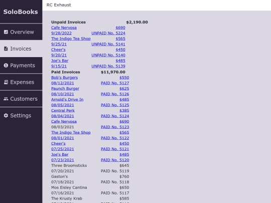 invoices screenshot