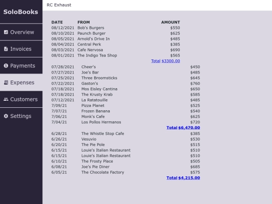 payments screenshot