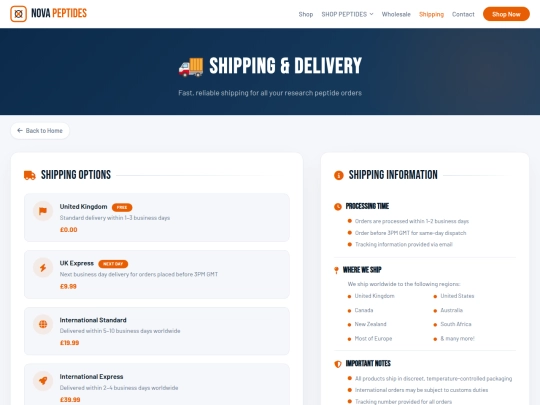 Shipping-of-peptides screenshot