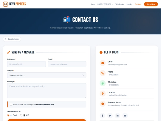 contact-us-peptides screenshot
