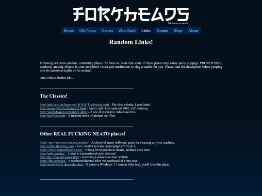 links screenshot