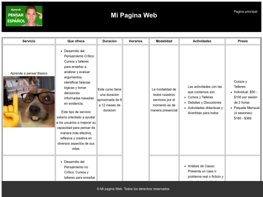tabladeservicios screenshot