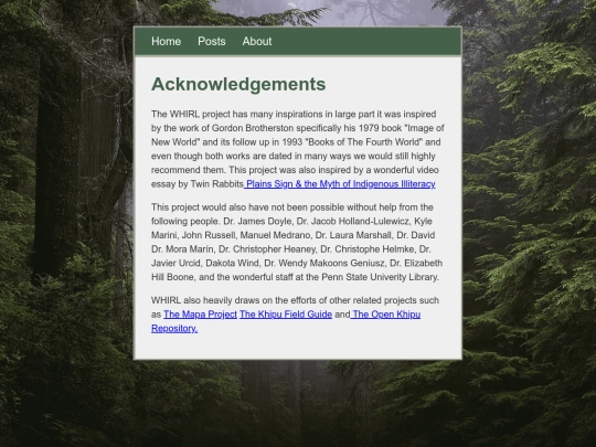 acknowledgements screenshot
