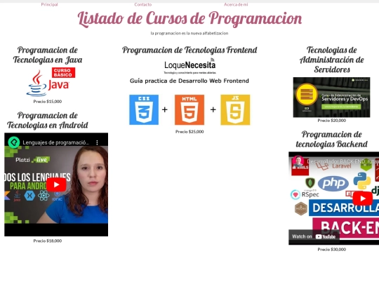 cusos/menu screenshot