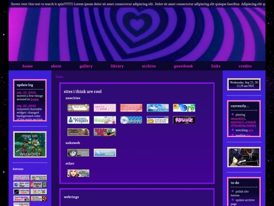 links screenshot