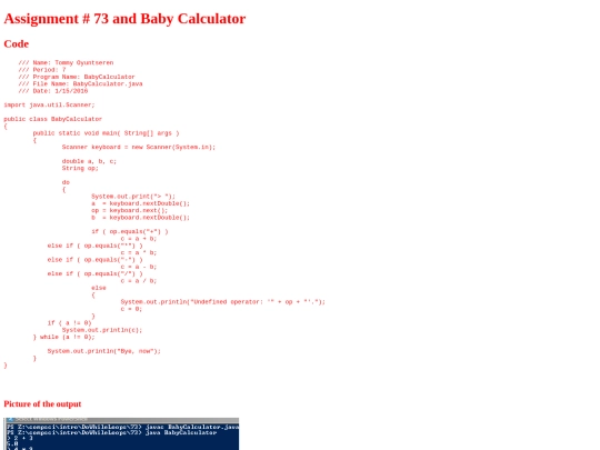 intro/DoWhileLoops/73/BabyCalculator screenshot