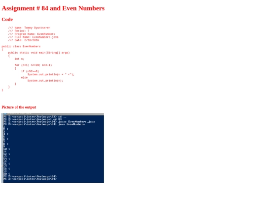 intro/ForLoops/84/EvenNumbers screenshot