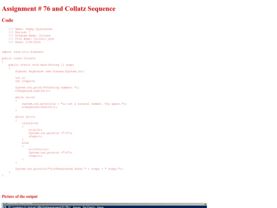 intro/WhileLoopspart2/76/Collatz screenshot