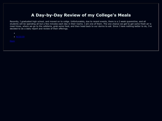 Menu screenshot