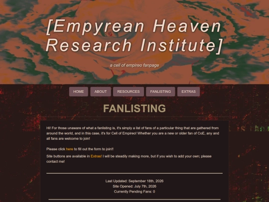 empyreanheaven/fanlisting screenshot