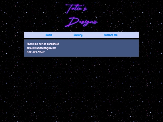 Tatie's Designs/contact screenshot