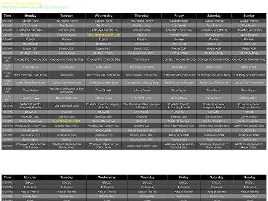 schedule screenshot