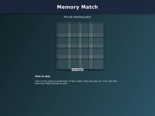 games/memory screenshot