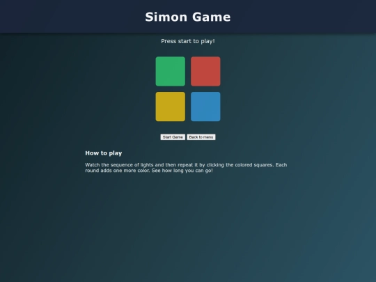 games/simon screenshot