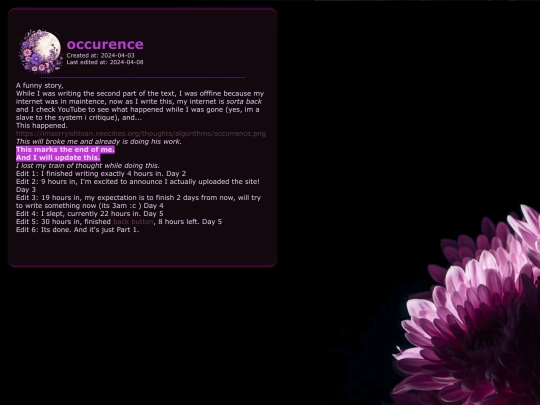 thoughts/algorithms/occurence screenshot