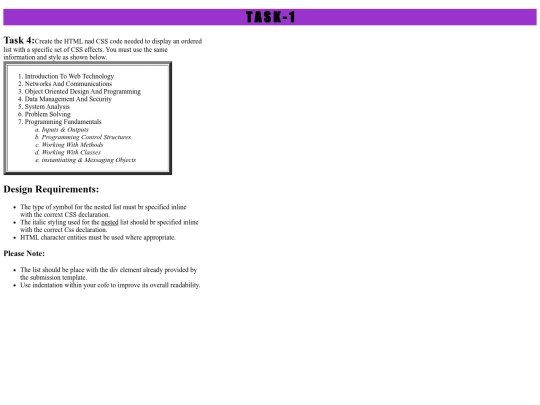 task 8/ordered list task 1 screenshot