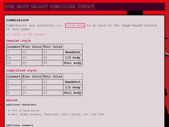 tree pages/commissionstext screenshot