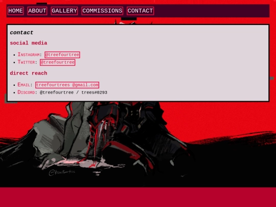 tree pages/contact screenshot