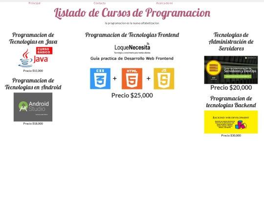 proyectos cursos/menu screenshot
