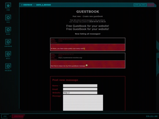 guestbook screenshot