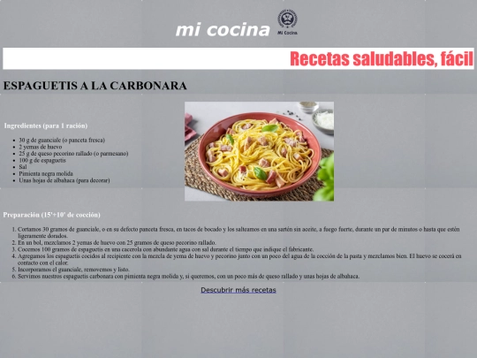 recetas de cocina/espaguetis screenshot