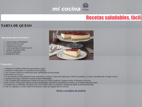 recetas de cocina/tartadequeso screenshot