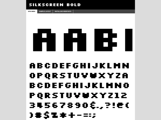 Silkscreen-fontfacekit/web fonts/silkscreen_bold_macroman/slkscrb-demo screenshot