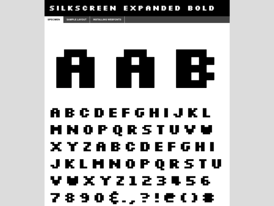 Silkscreen-fontfacekit/web fonts/silkscreenexpanded_bold_macroman/slkscreb-demo screenshot